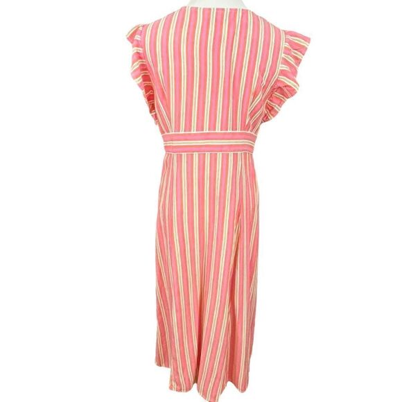 A.N.A Pink Striped Linen Blend Midi Dress S - Picture 2 of 9